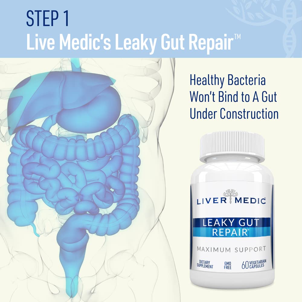 Liver Medic L-Glutamine Supplement 70g on a wooden table