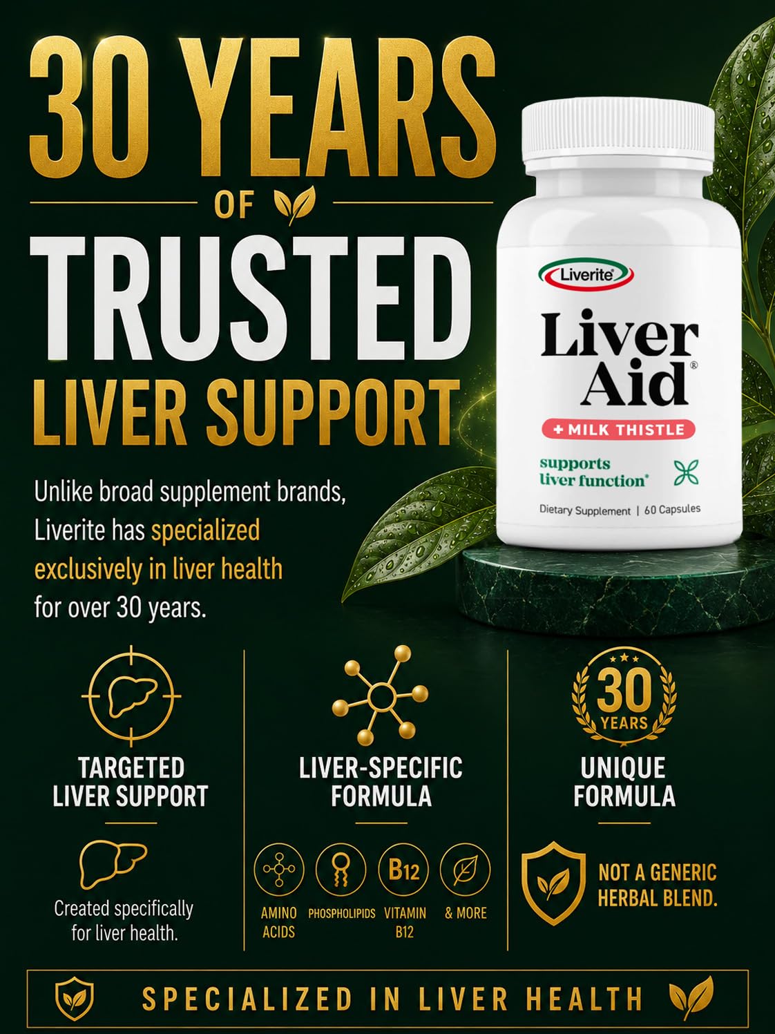 LIVERITE Milk Thistle supplement side view