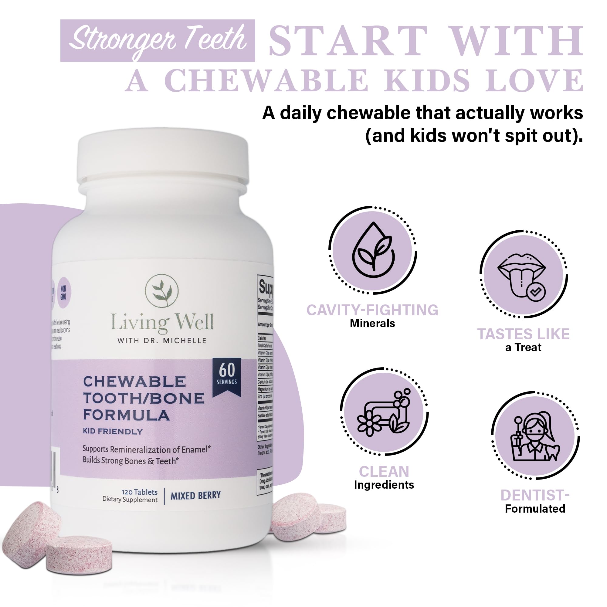 Living Well Chewable Kids' Vitamins mixed berry flavour