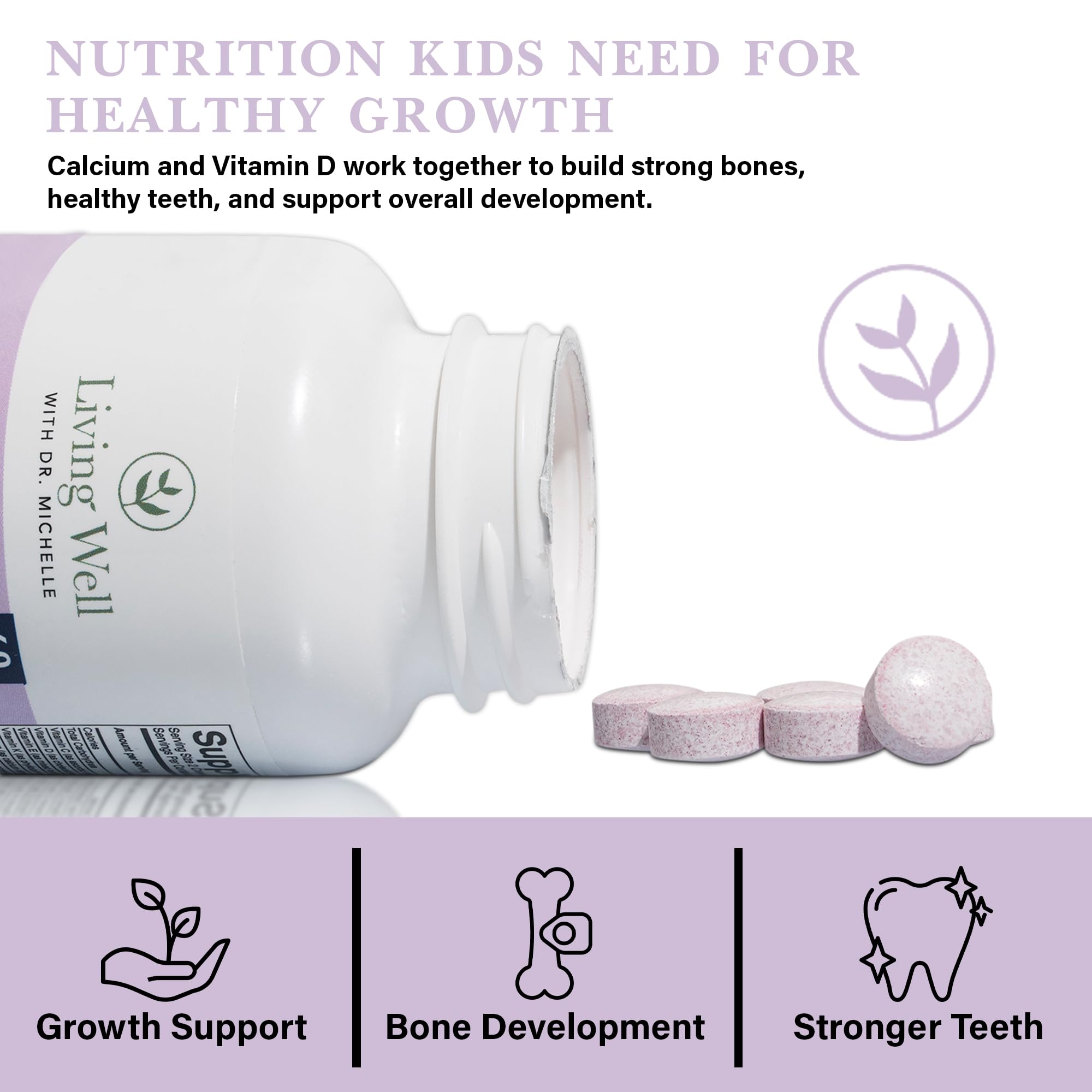Living Well Chewable Kids' Vitamins on a kitchen counter