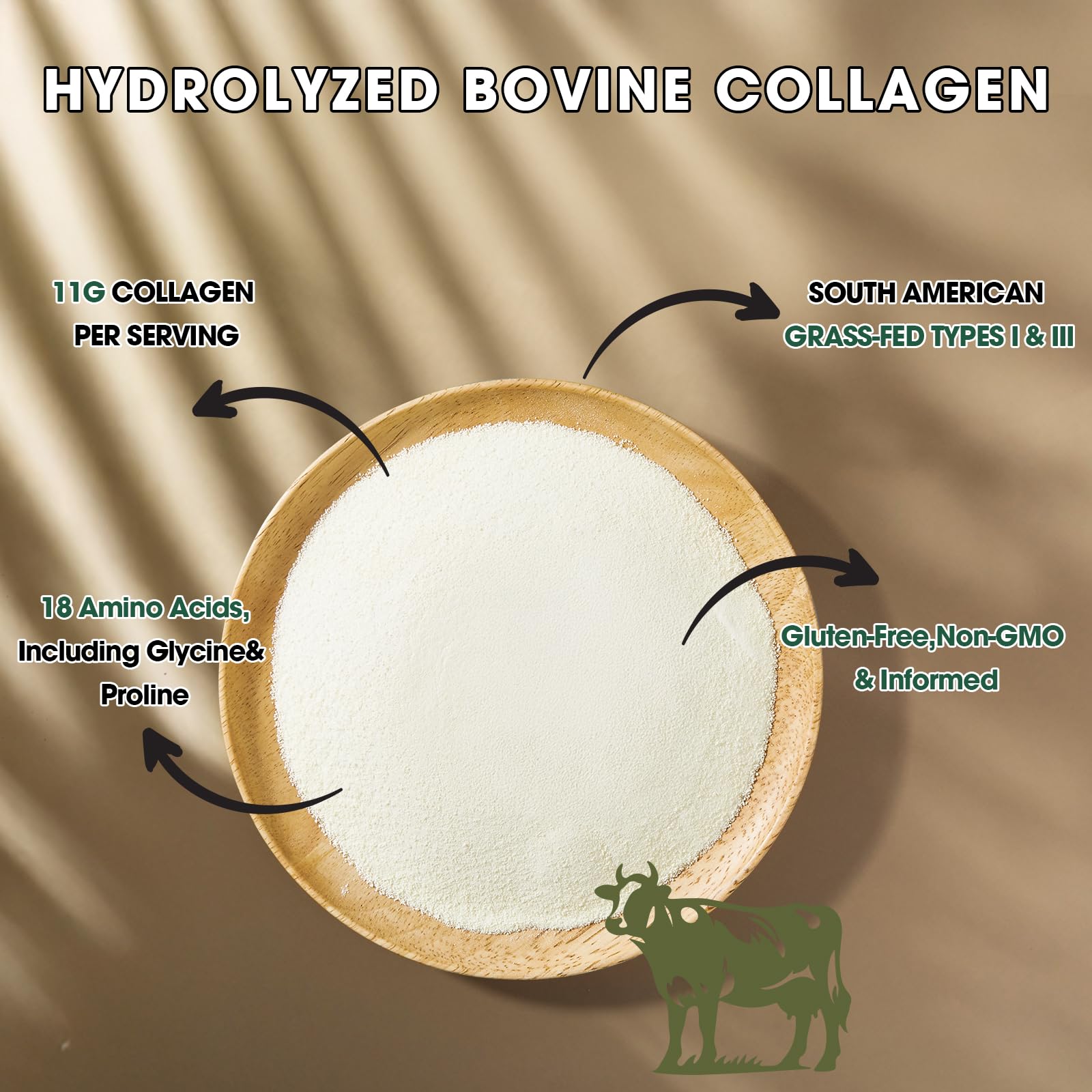 LIVINGANIC Hydrolyzed Bovine Collagen Powder close-up of powder