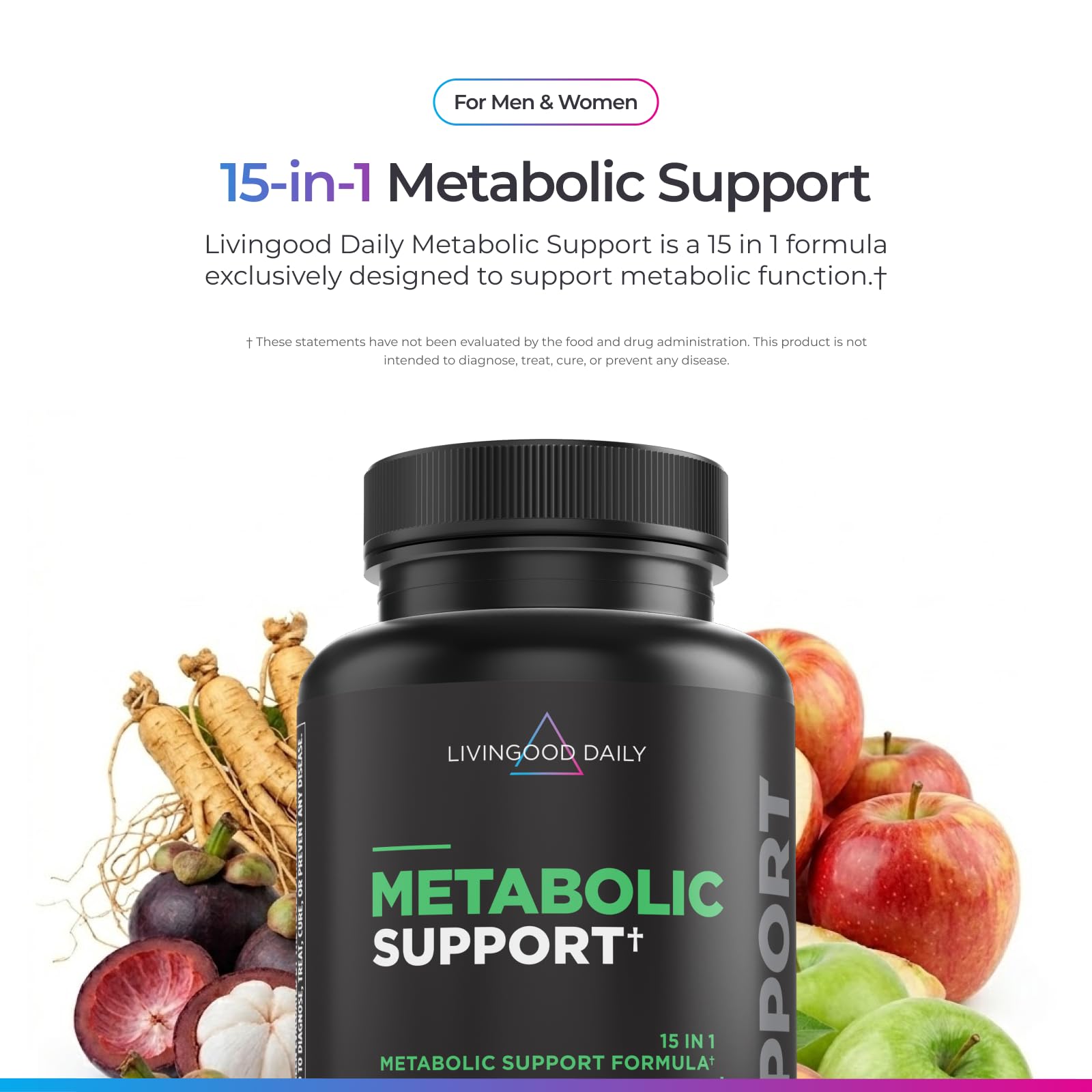 Livingood Daily a balanced routine Support 15-in-1 Supplement side view with label