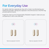 Livingood Daily a balanced routine Support capsules in a hand for size comparison