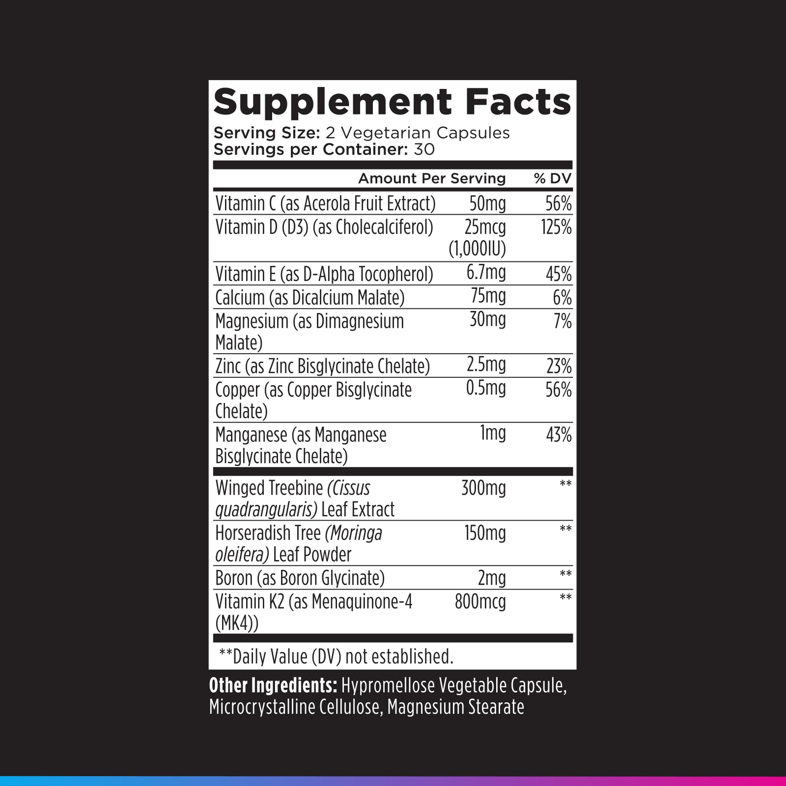 Livingood Daily Bone Support+ capsules displayed on a kitchen counter