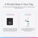 Livingood Daily Bone Support+ capsules on a wooden table
