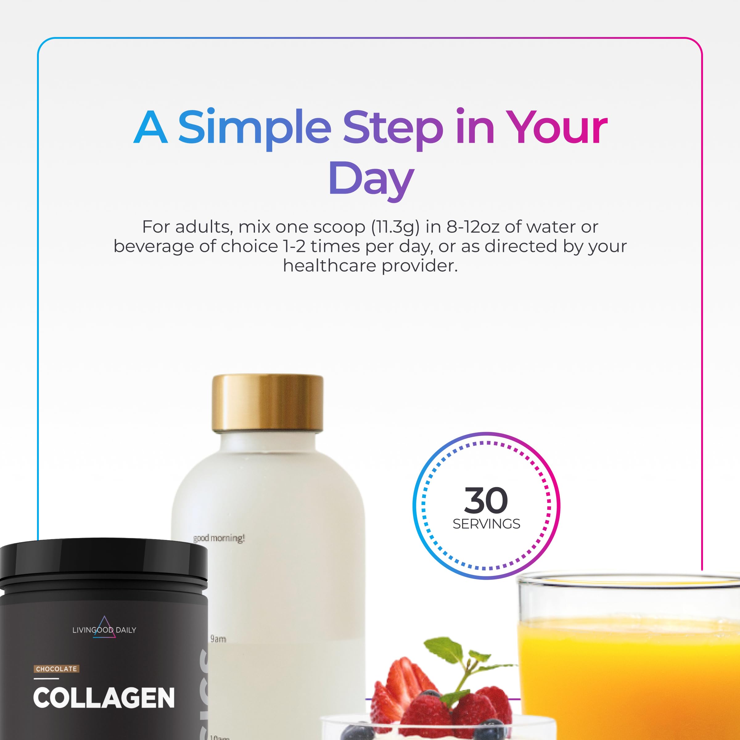 Livingood Daily Chocolate Collagen Powder mixed in a smoothie