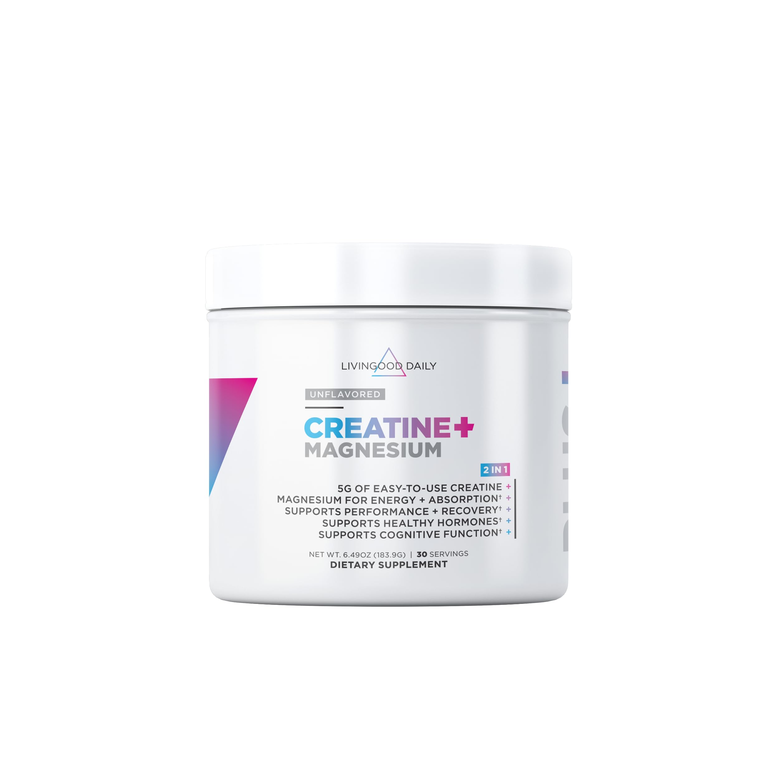 Livingood Daily Creatine Monohydrate powder front view