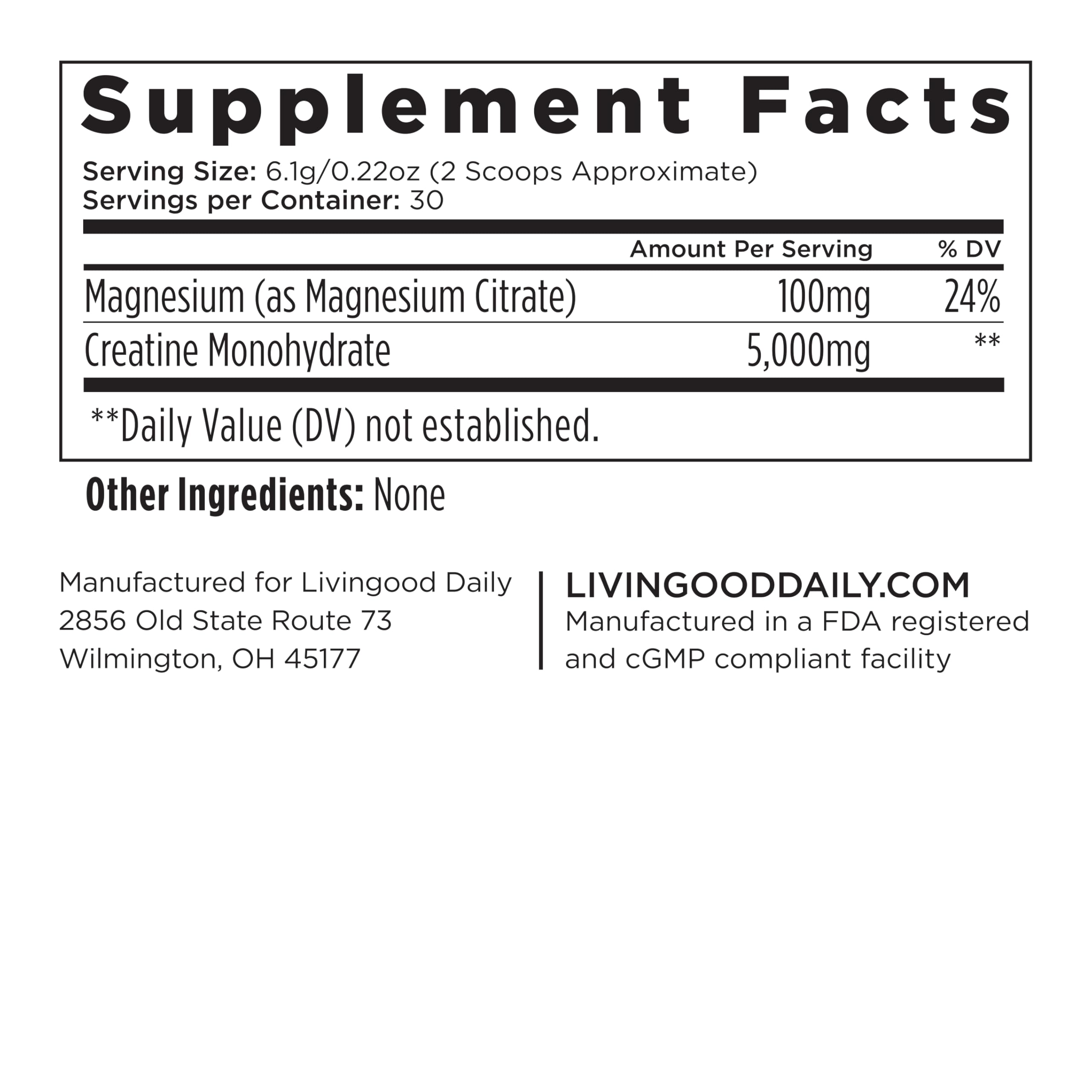 Livingood Daily Creatine Monohydrate serving suggestion with smoothie