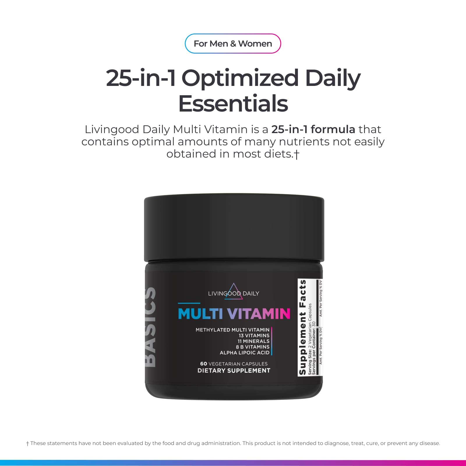 Livingood Daily Methylated Multivitamin capsules close-up