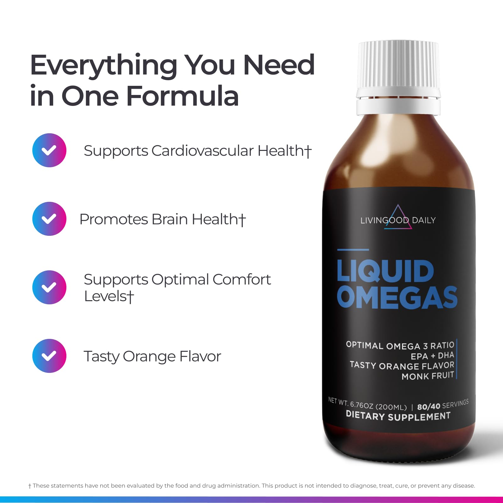 Livingood Daily Omega-3 Liquid Supplement nutrition label close-up