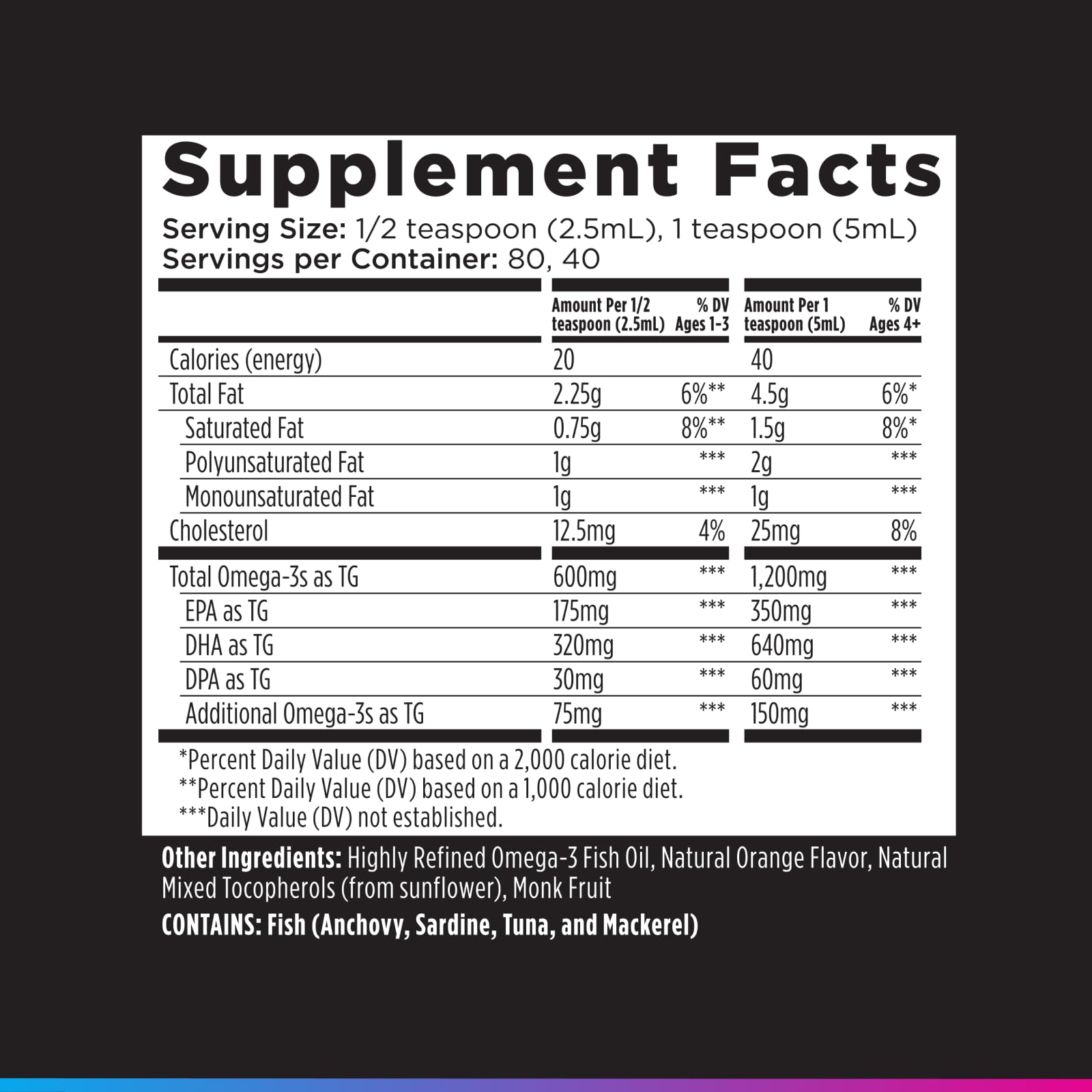 Livingood Daily Omega-3 Liquid Supplement serving size on a teaspoon