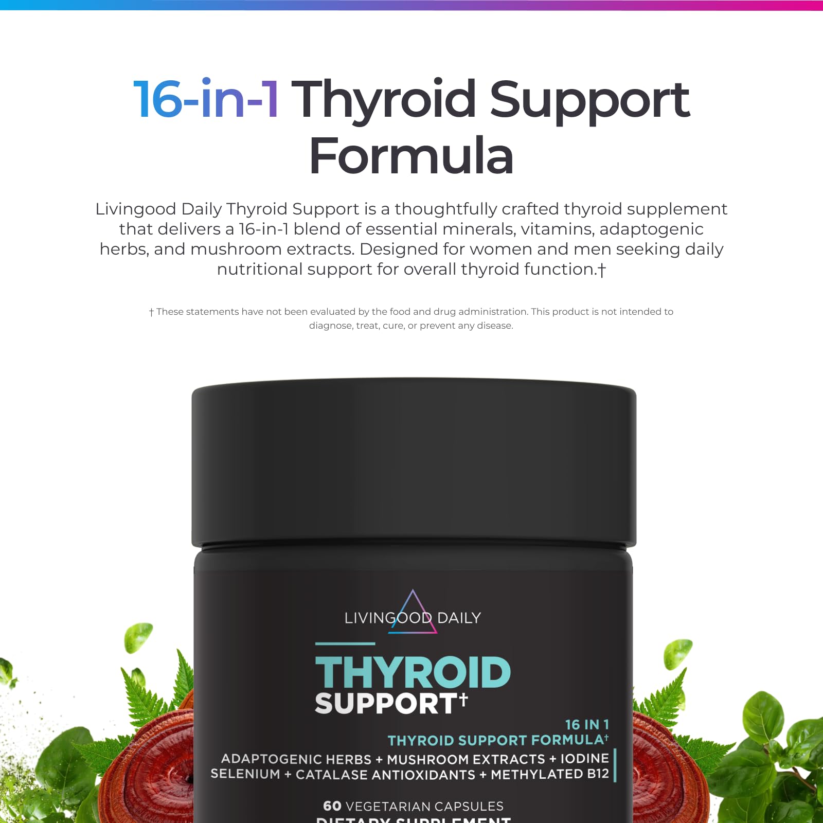 Livingood Daily Thyroid Support Supplement side view