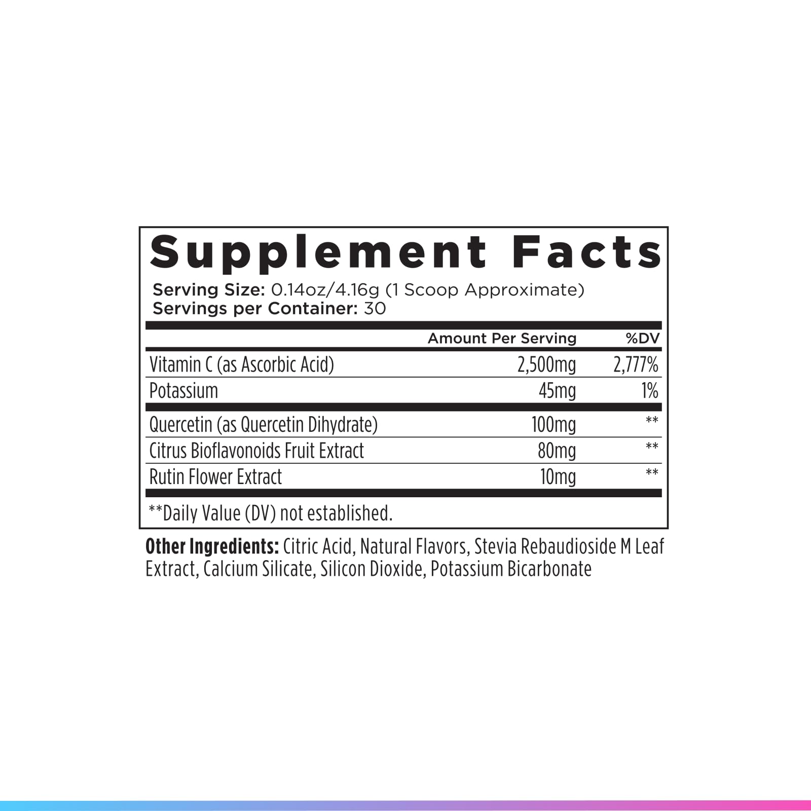 Livingood Daily Vitamin C Drink Mix nutritional information