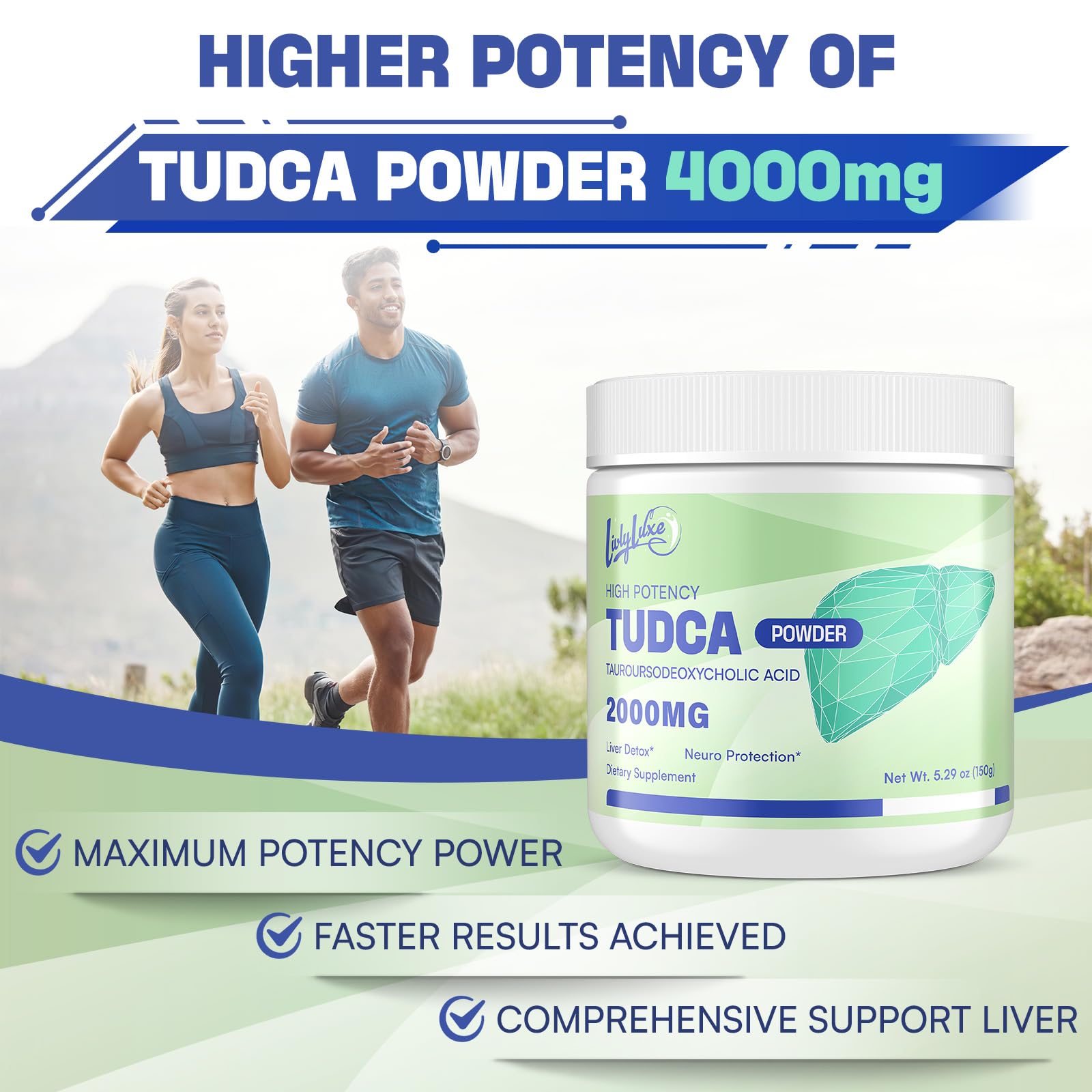 LivLyLuxe TUDCA powder packaging side view