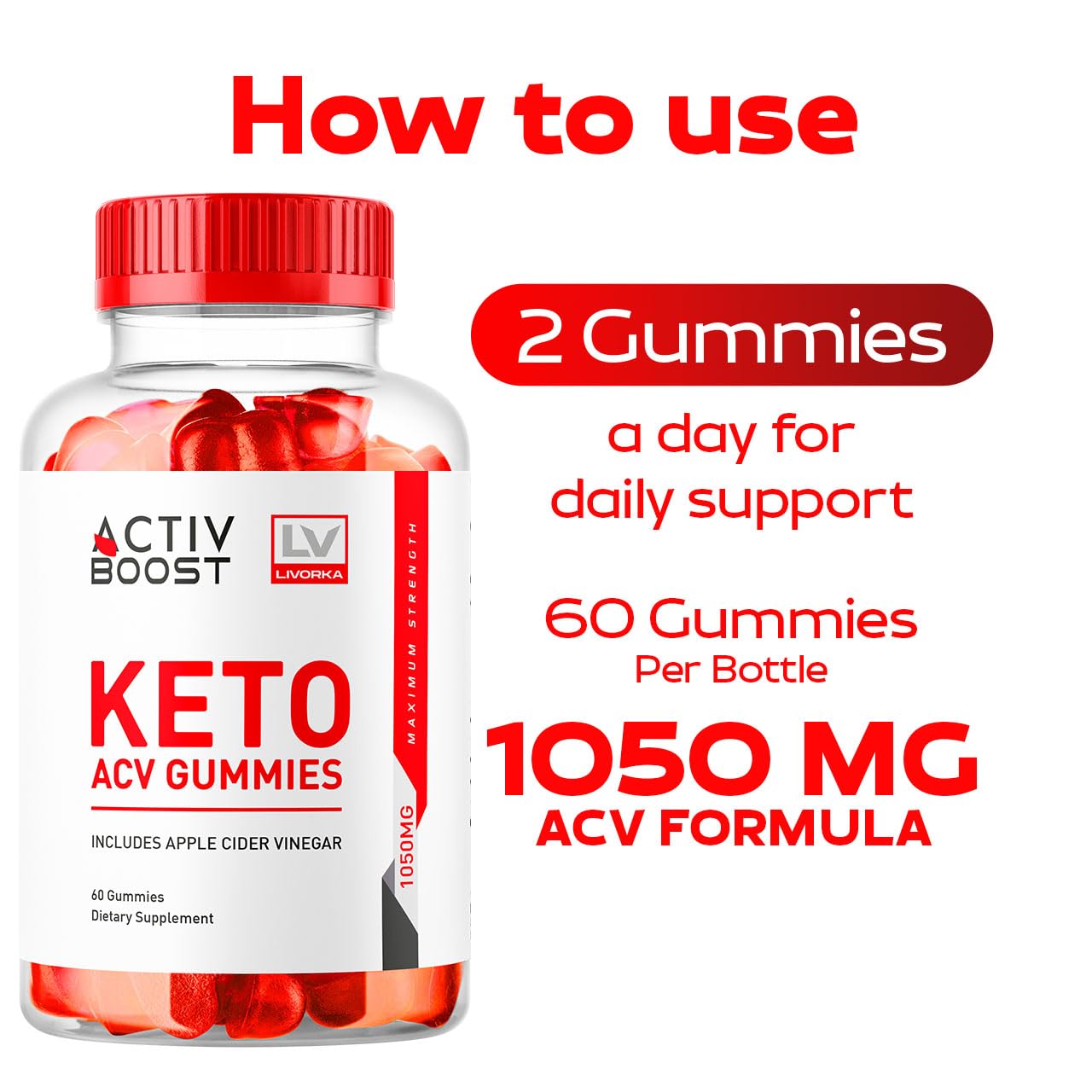 LIVORKA Activboost Keto+ACV Gummies 500mg packaging