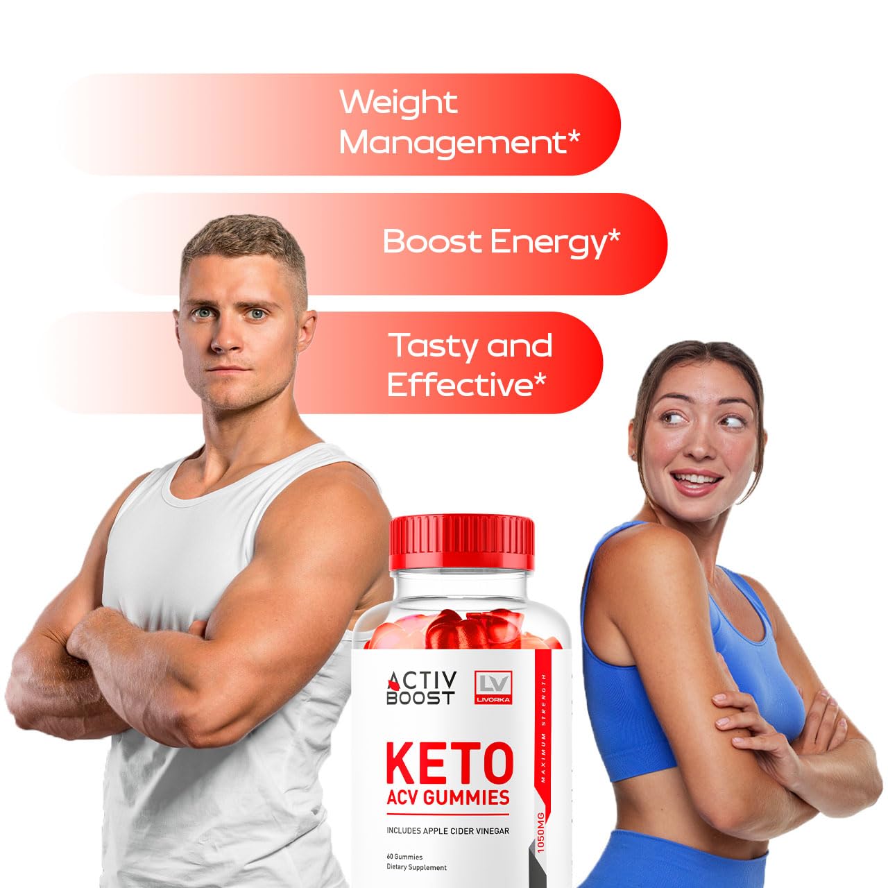 LIVORKA Activboost Keto+ACV Gummies 500mg side view