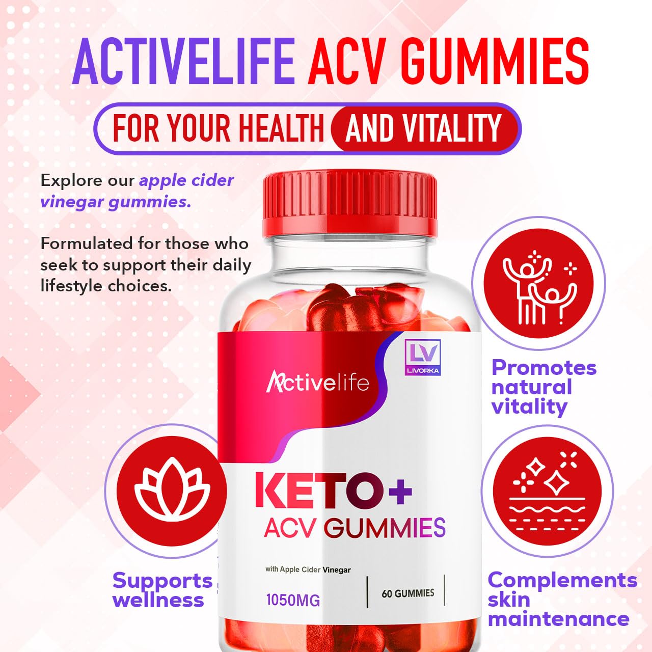 LIVORKA ActiveLife Keto ACV Gummies close-up of gummies