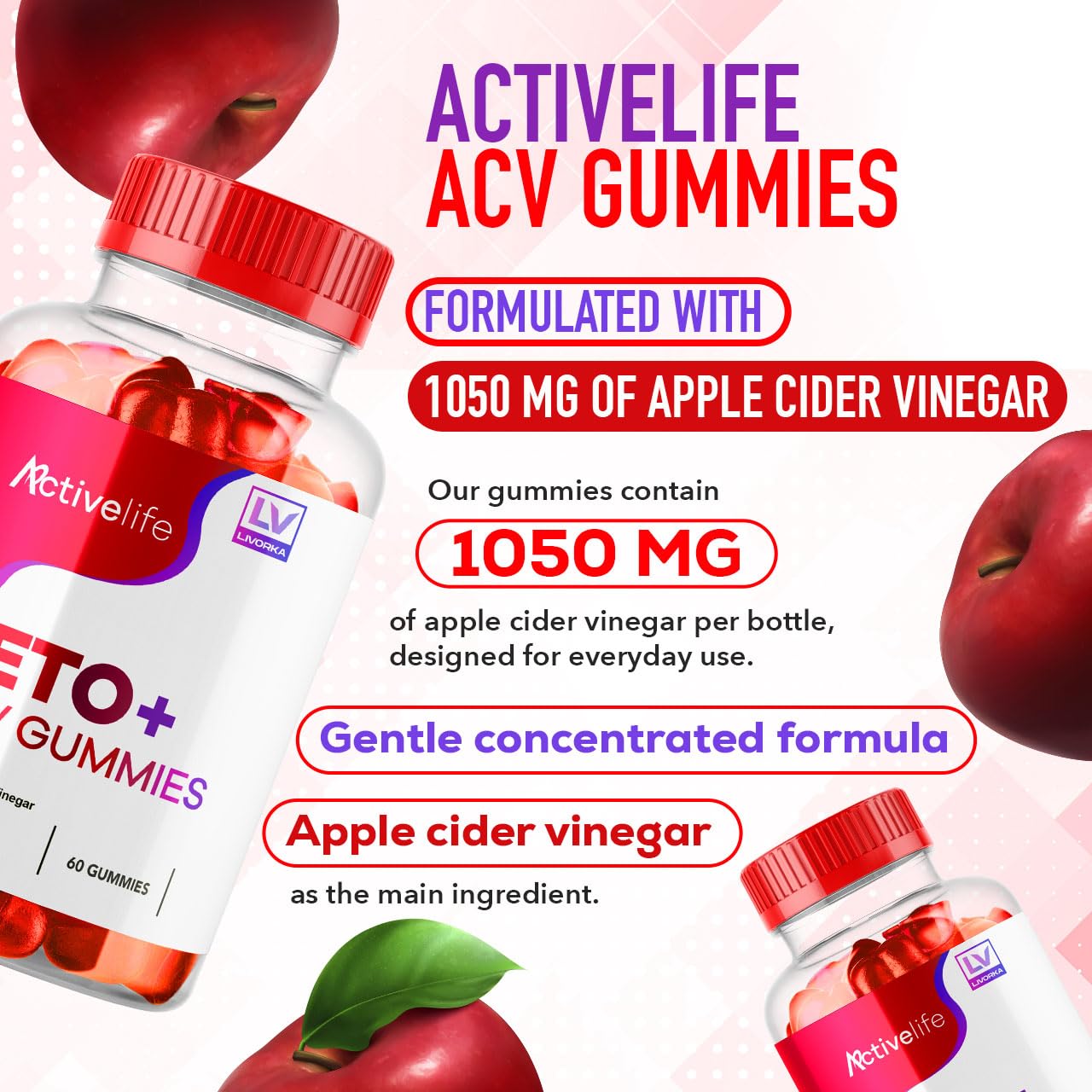 LIVORKA ActiveLife Keto + ACV Gummies nutritional information label