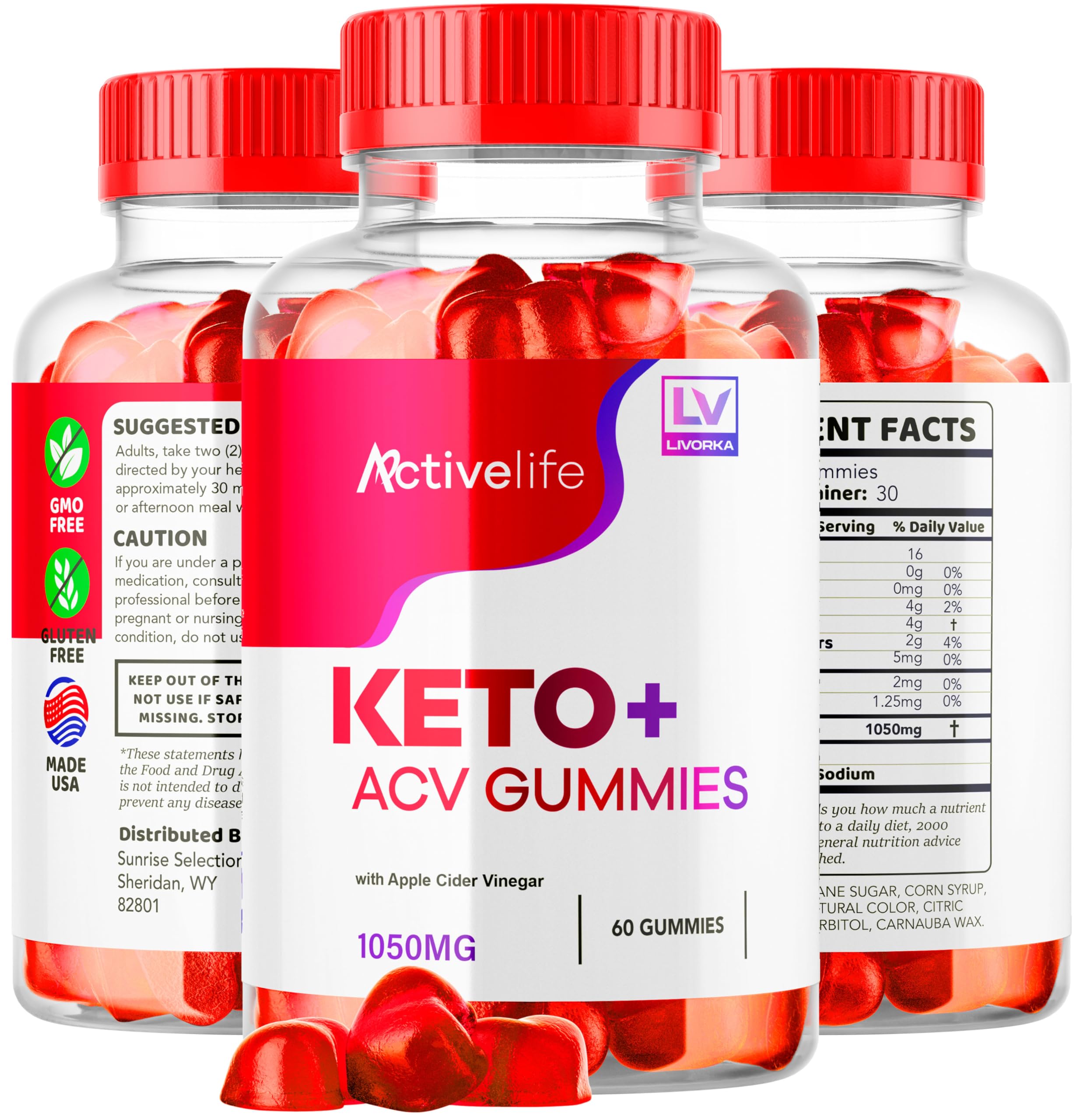 LIVORKA ActiveLife Keto ACV Gummies with fresh apples