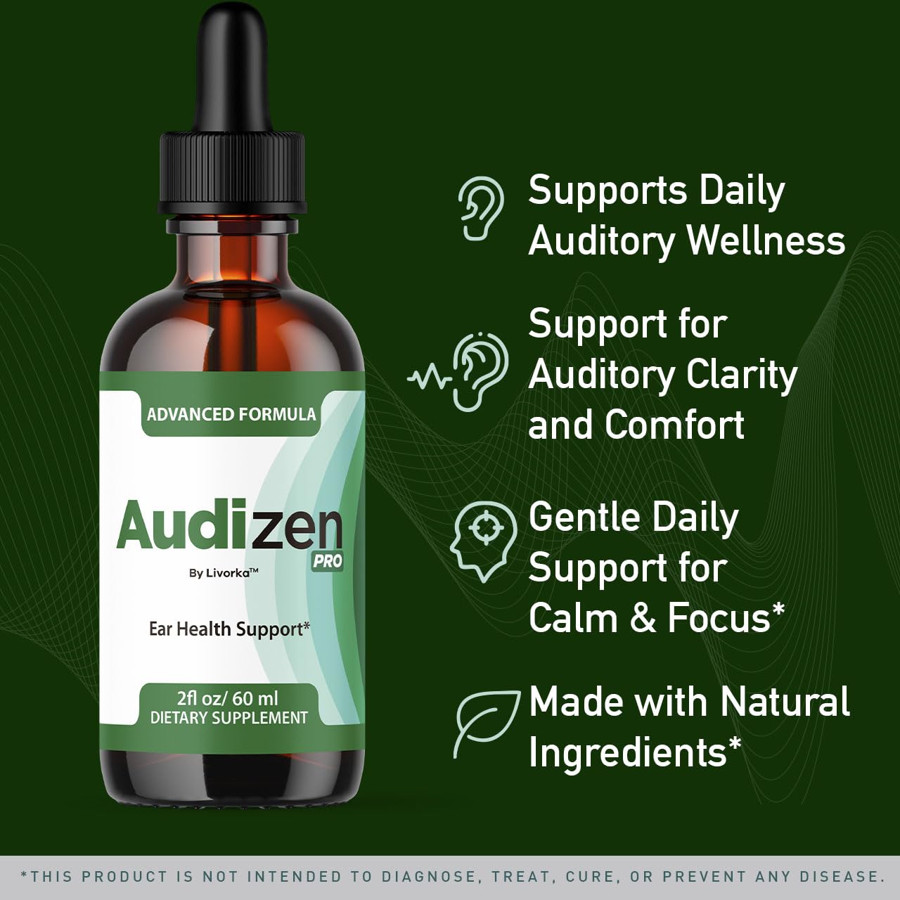 LIVORKA Audizen Pro Drops label detail showing ingredients