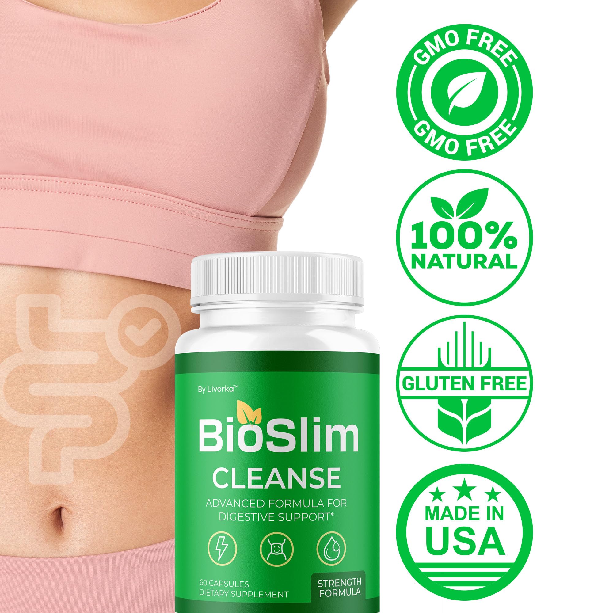 LIVORKA BioSlim Capsules lifestyle scene on a kitchen counter