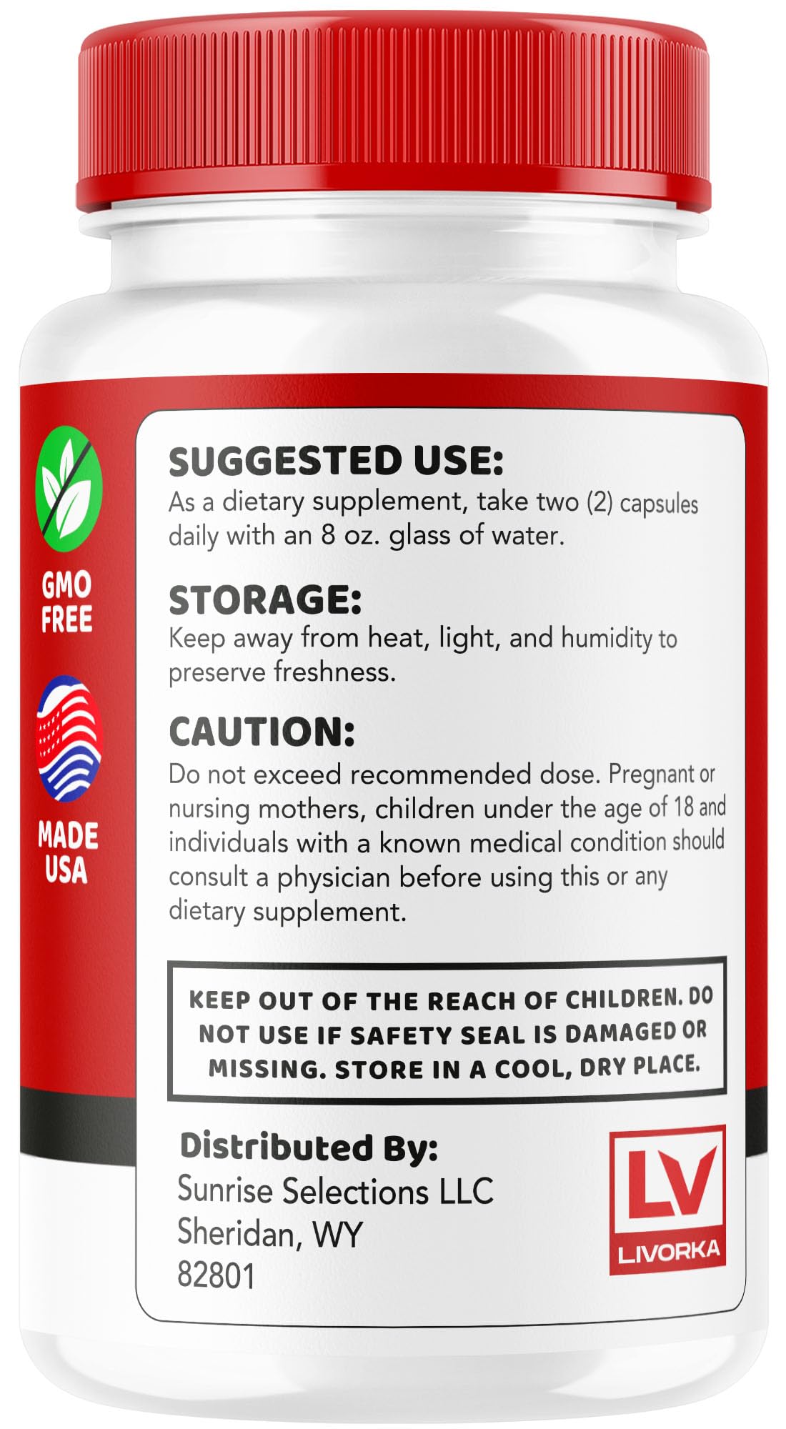 LIVORKA Blood Flow Max Capsules back view with nutritional information