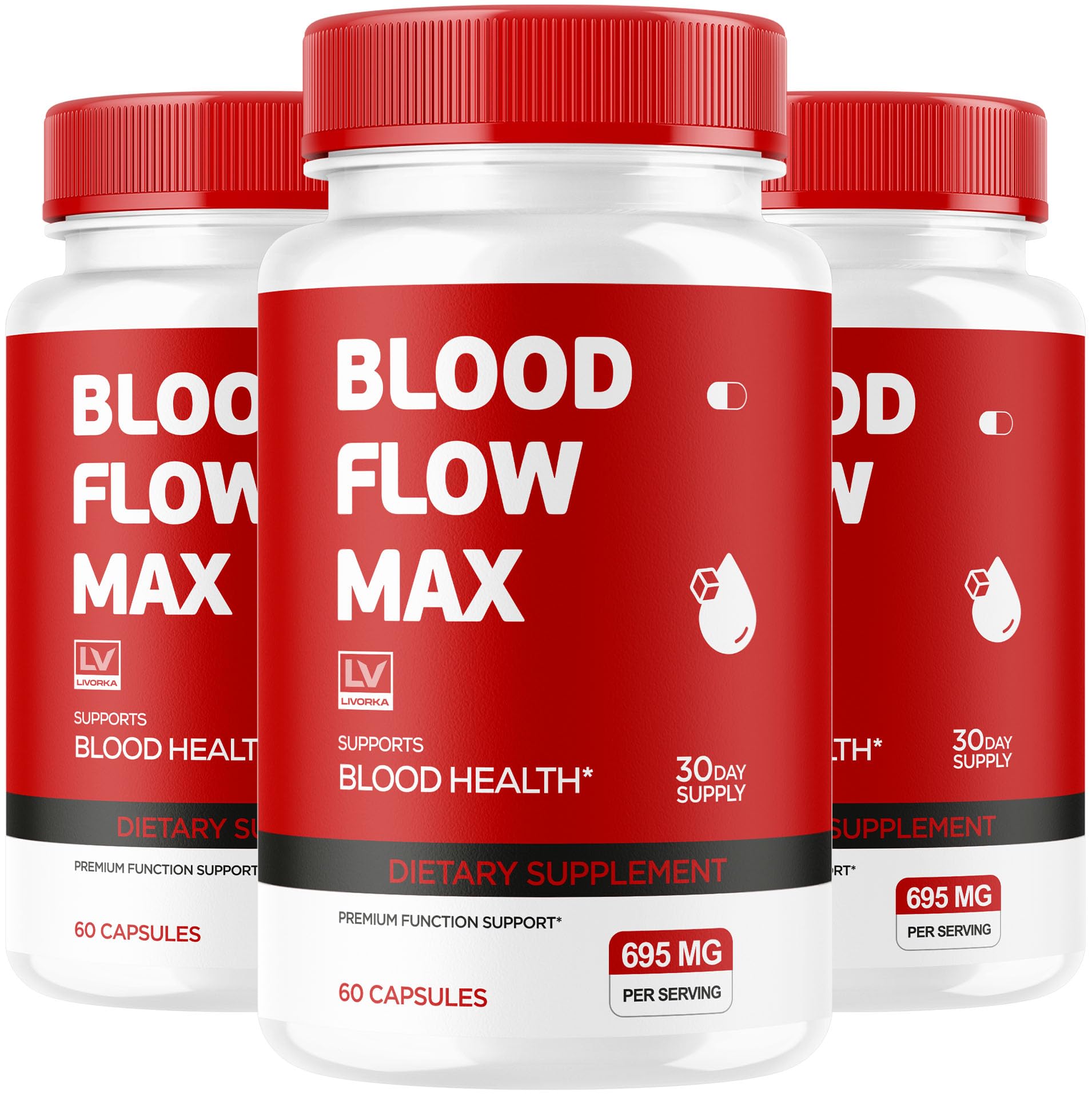 LIVORKA Blood Flow Max Capsules front view with packaging