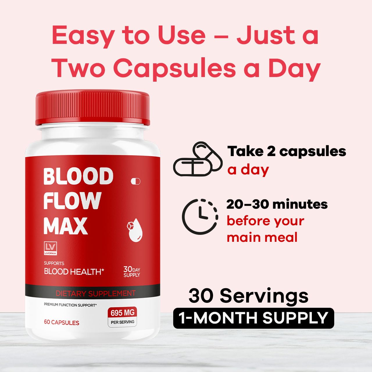 LIVORKA Blood Flow Max Capsules opened bottle