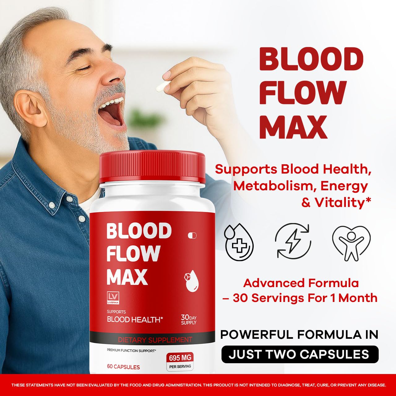 LIVORKA Blood Flow Max Capsules side view showing label