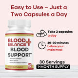 LIVORKA BloodBalance Plus Capsules open bottle showing capsules