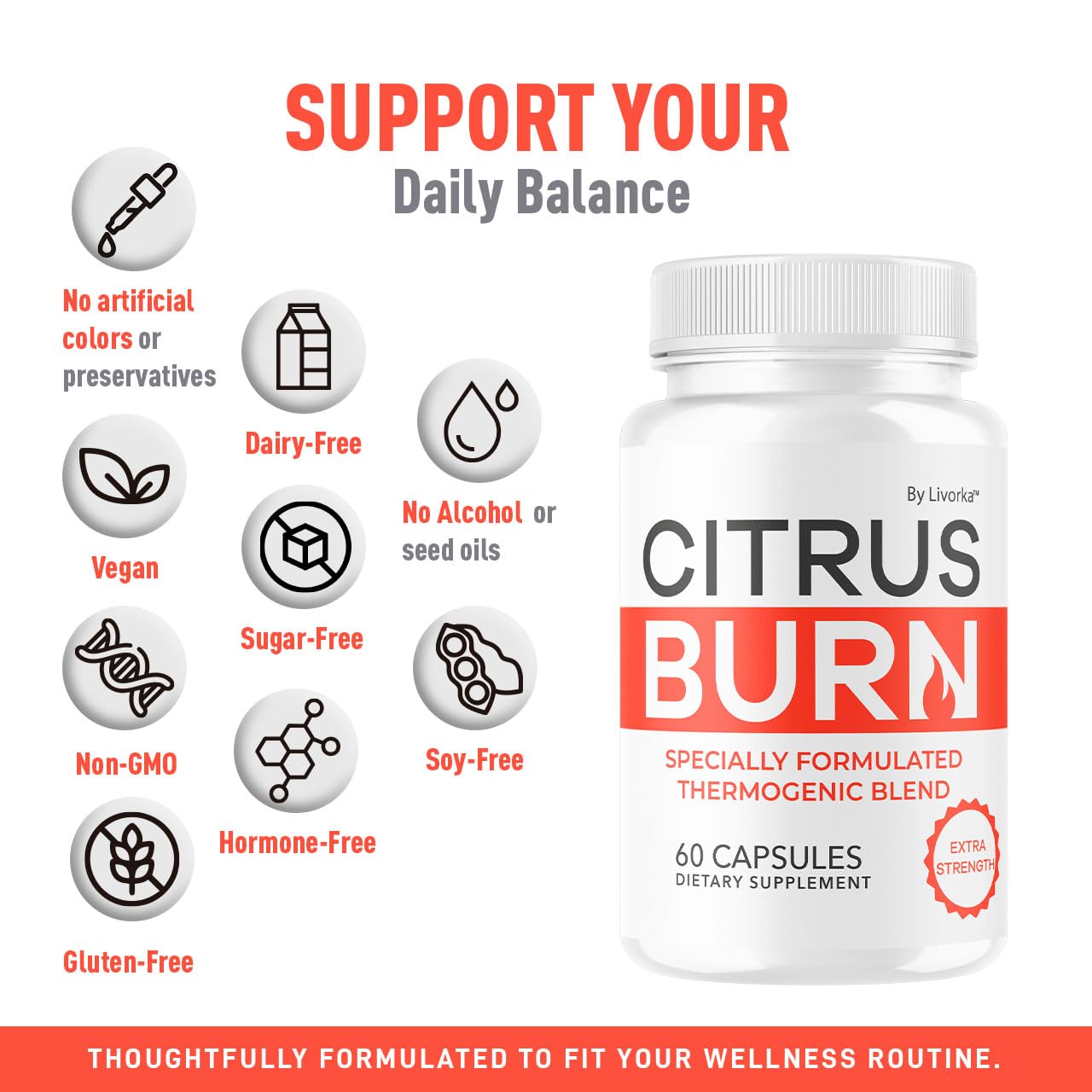 LIVORKA Citrus Burn Capsules on a wooden table