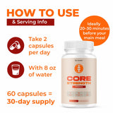 LIVORKA Core Strength Capsules with a glass of water