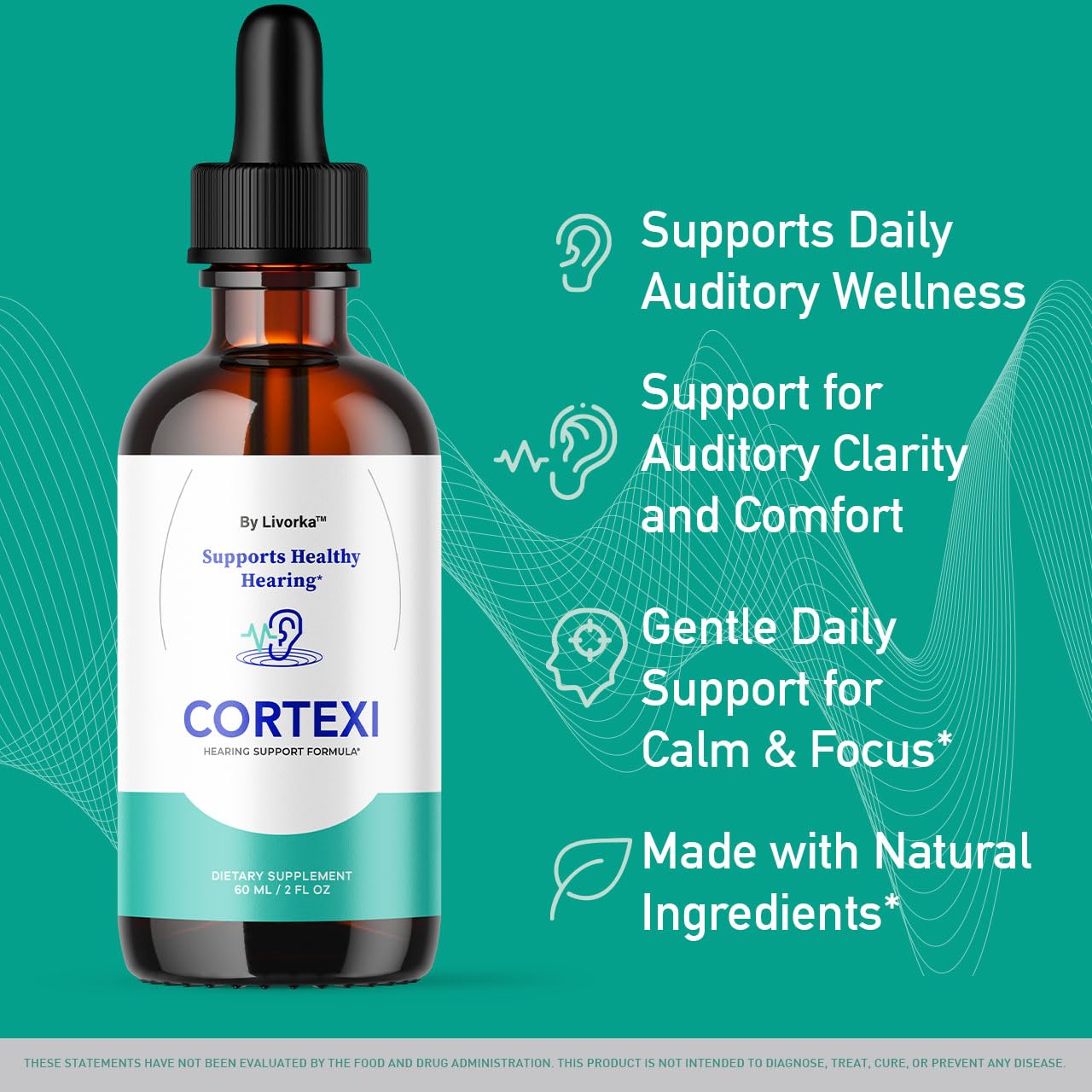 LIVORKA Cortexi Drops 57g back view showing ingredients