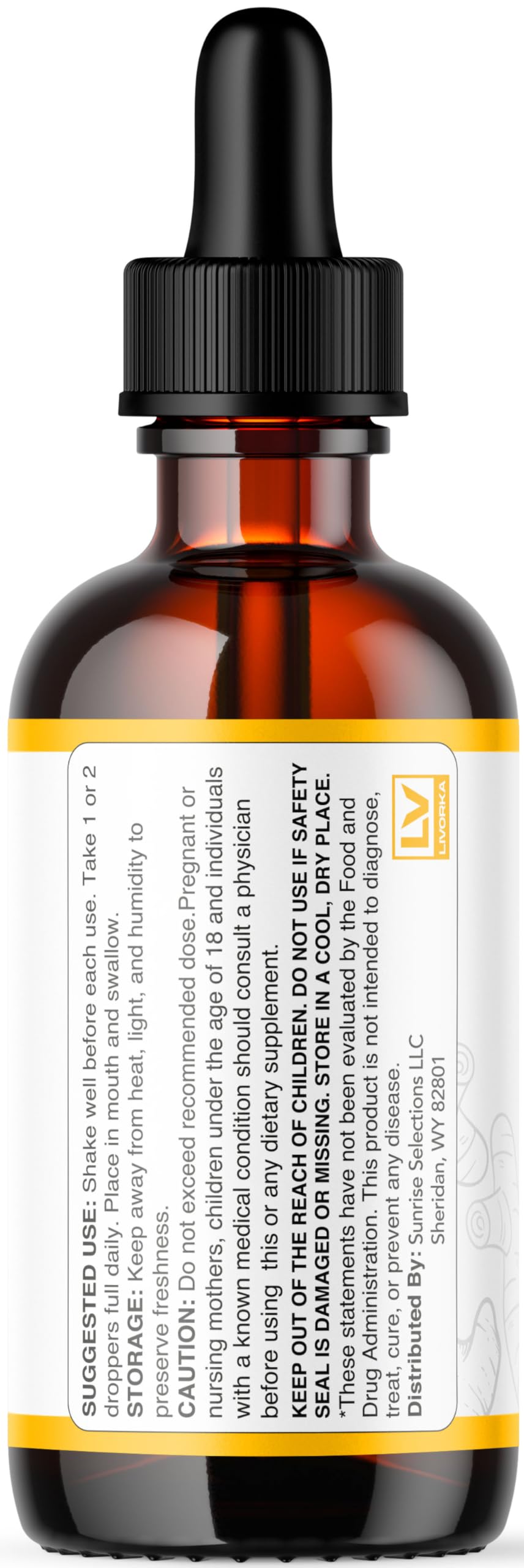 LIVORKA Ginger Slim Drops 255g displayed with a glass of water