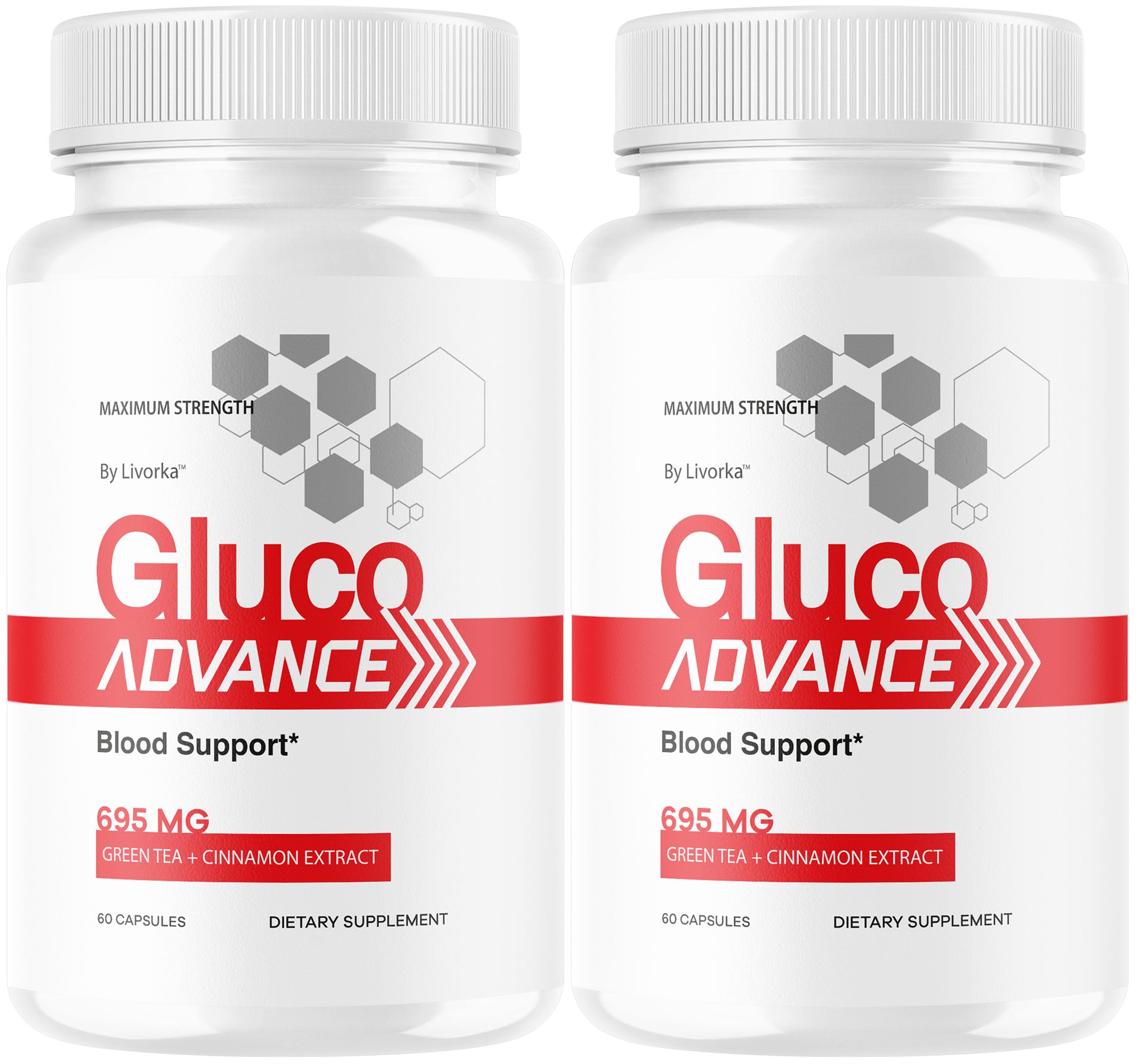 LIVORKA Gluco Advance 695 mg Capsules bottle front view