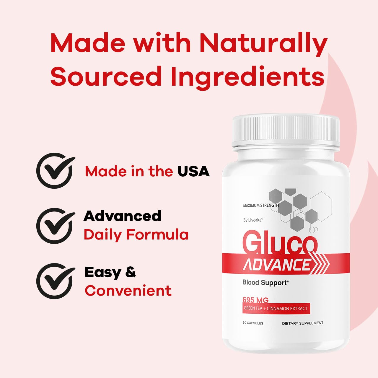 LIVORKA Gluco Advance 695 mg Capsules opened bottle