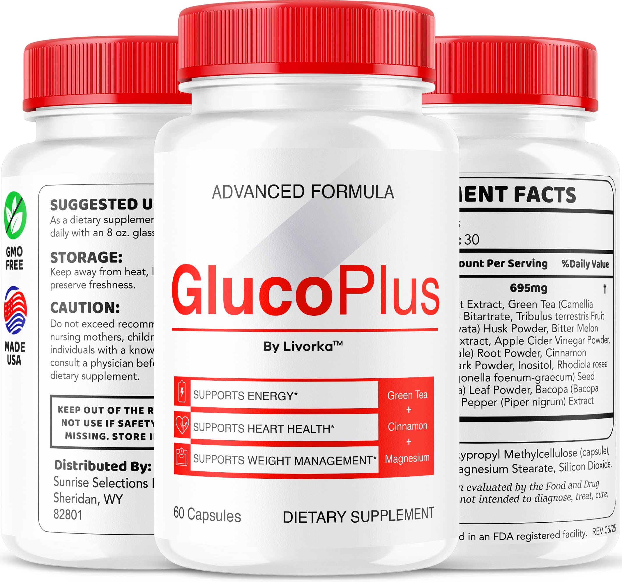 LIVORKA Gluco Plus capsules on a wooden table