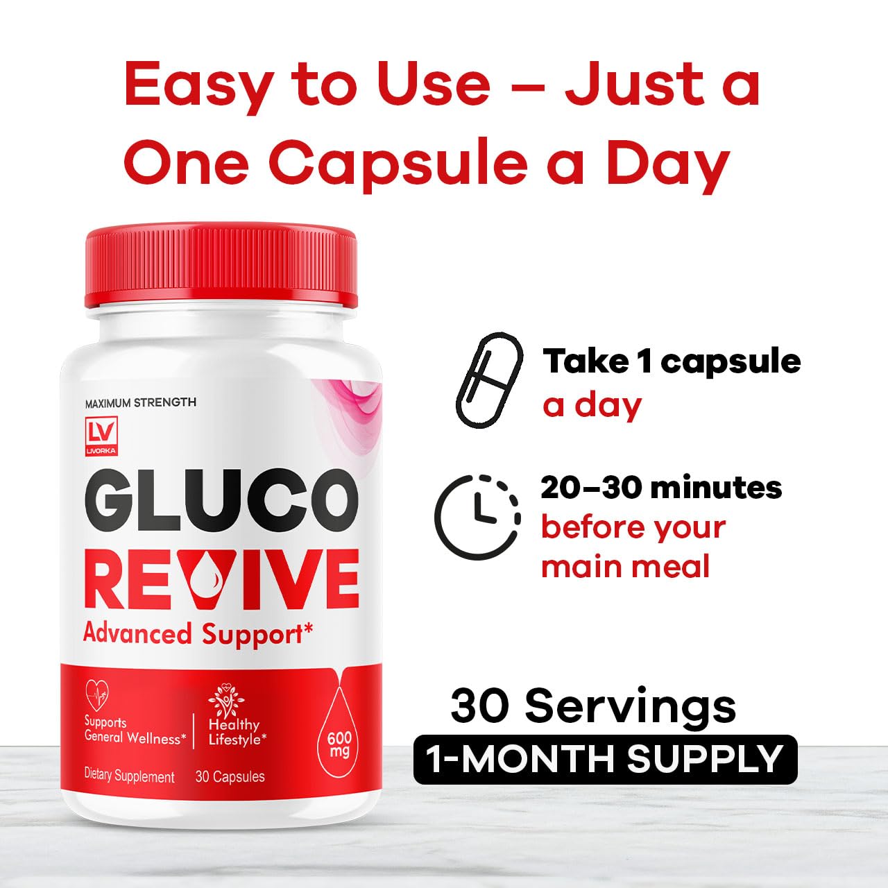 LIVORKA Gluco Revive Capsules close-up of capsules