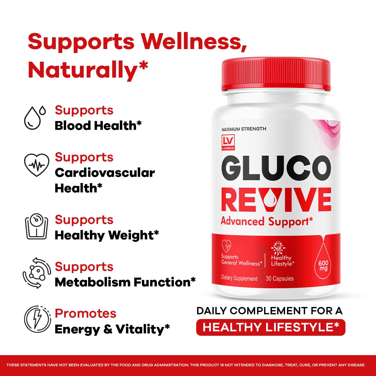LIVORKA Gluco Revive Capsules opened bottle with capsules visible