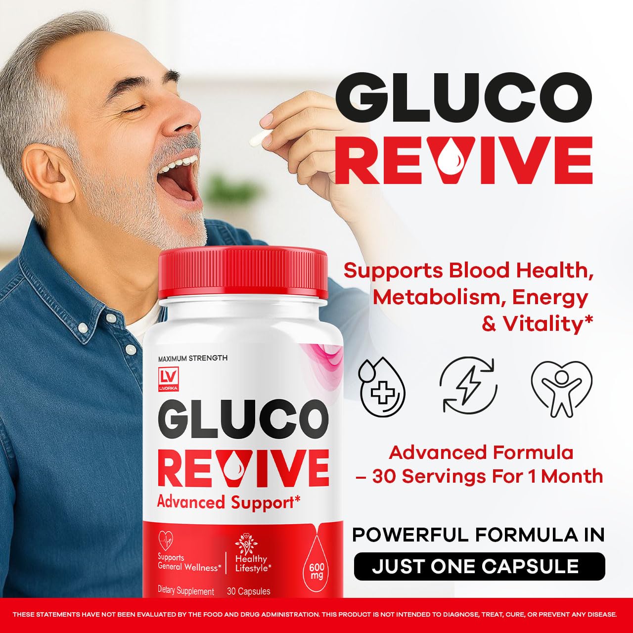 LIVORKA Gluco Revive Capsules side view showing label