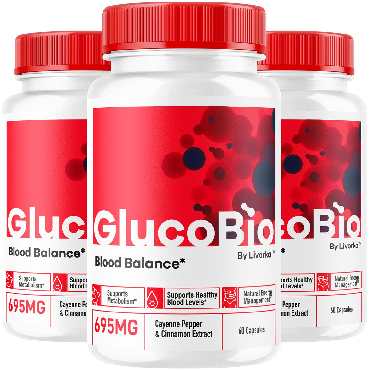 LIVORKA GlucoBio Support Capsules front view with label