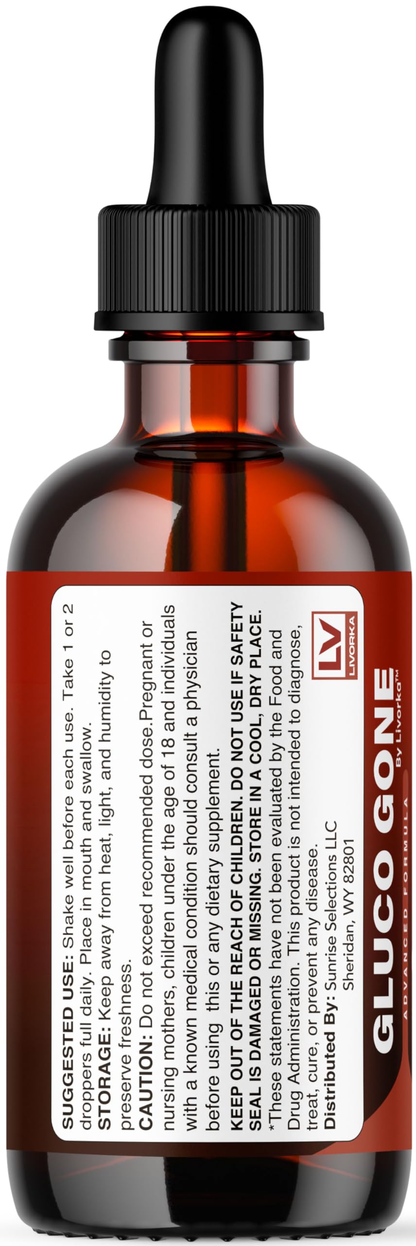 LIVORKA GlucoGone Liquid Drops 510g label close-up