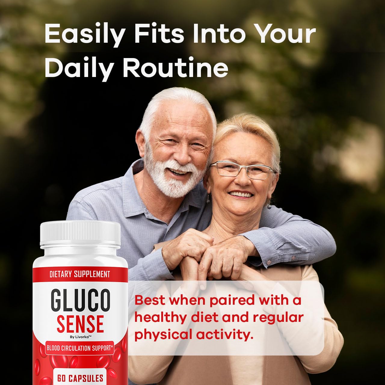 LIVORKA GlucoSense 695 mg Capsules back view showing ingredients