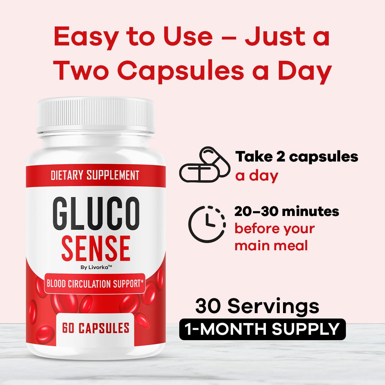 LIVORKA GlucoSense 695 mg Capsules with a measuring spoon