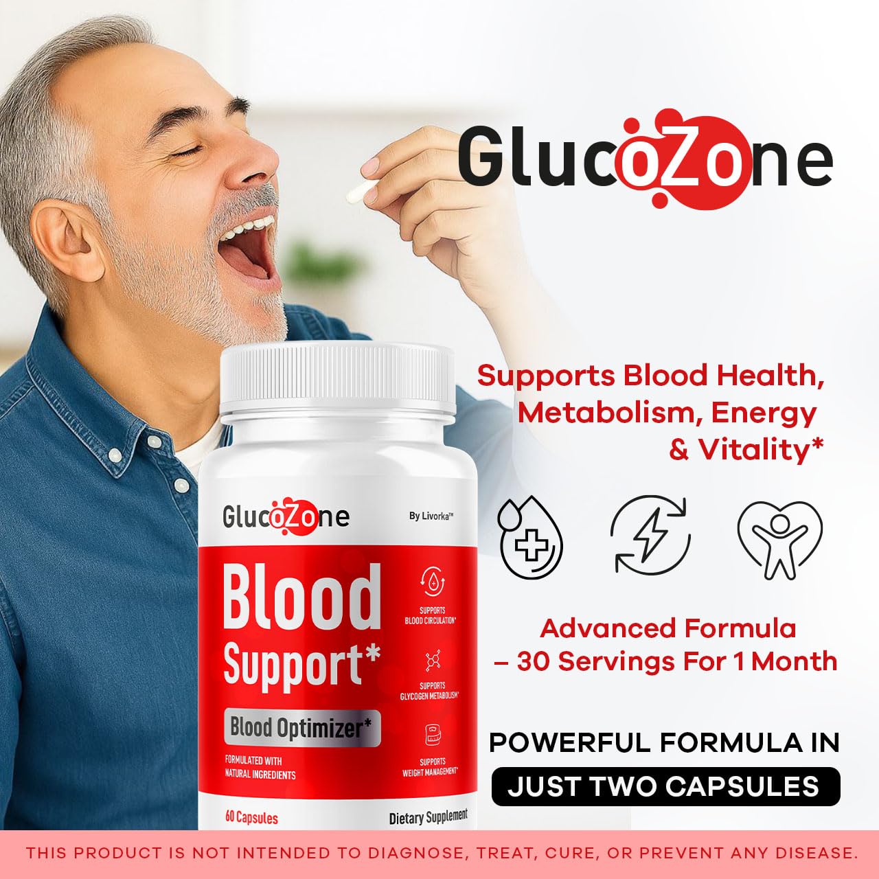 LIVORKA GlucoZone Blood Support Capsules side view