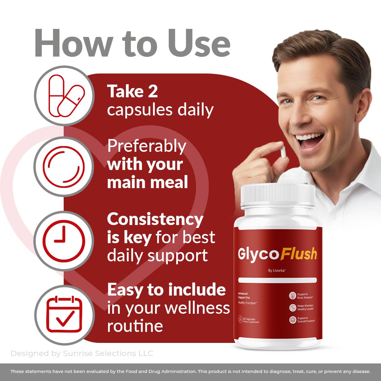 LIVORKA GlycoFlush Advanced Support Capsules on a table