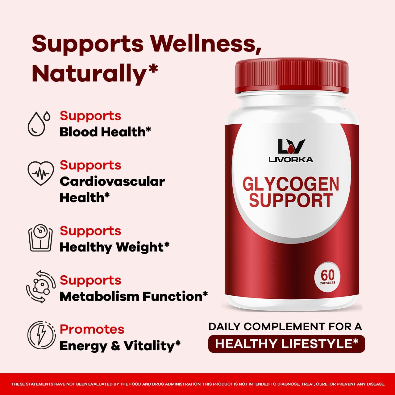 LIVORKA Glycogen Capsules back view with ingredient label