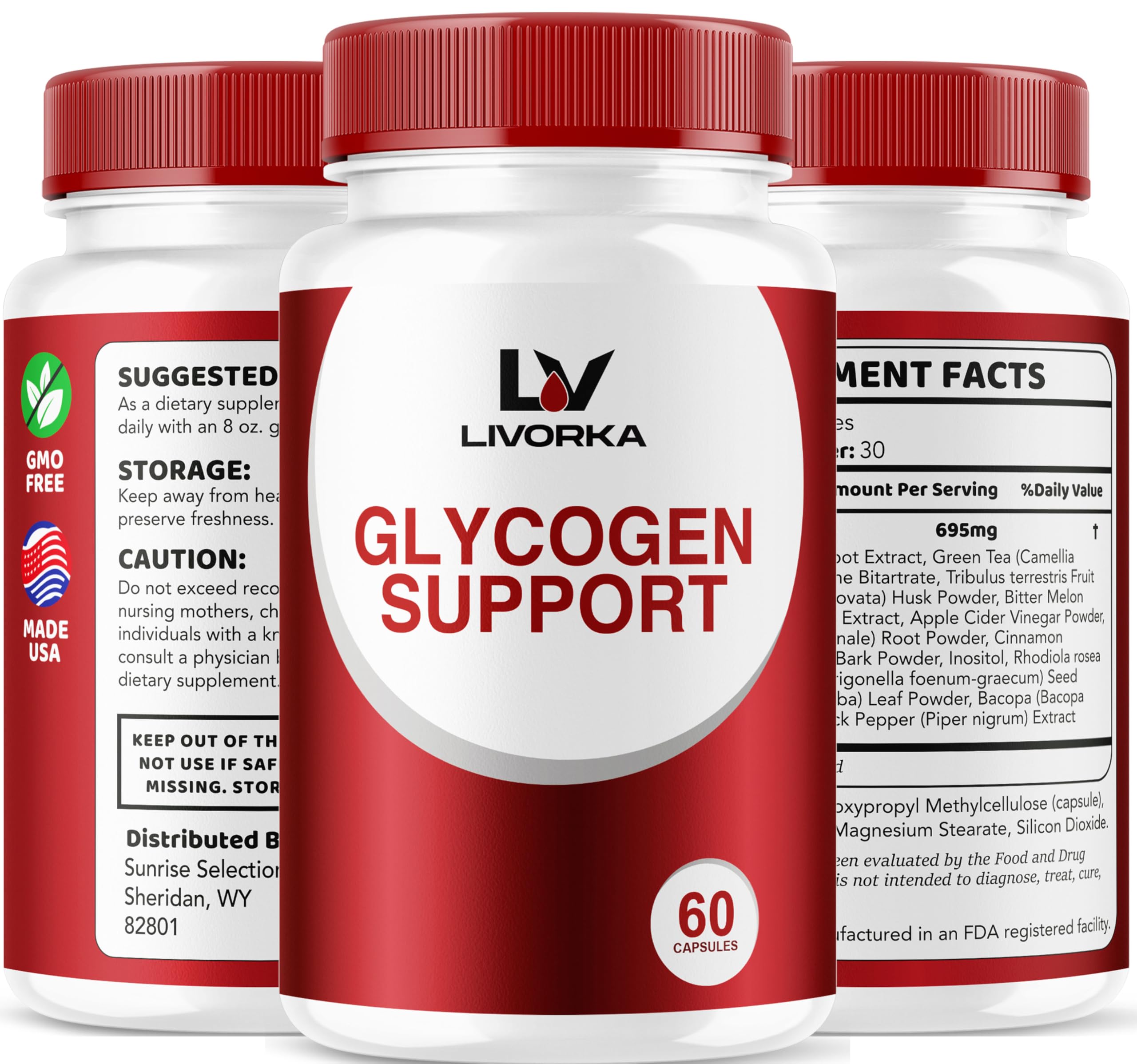 LIVORKA Glycogen Capsules lifestyle scene with supplements