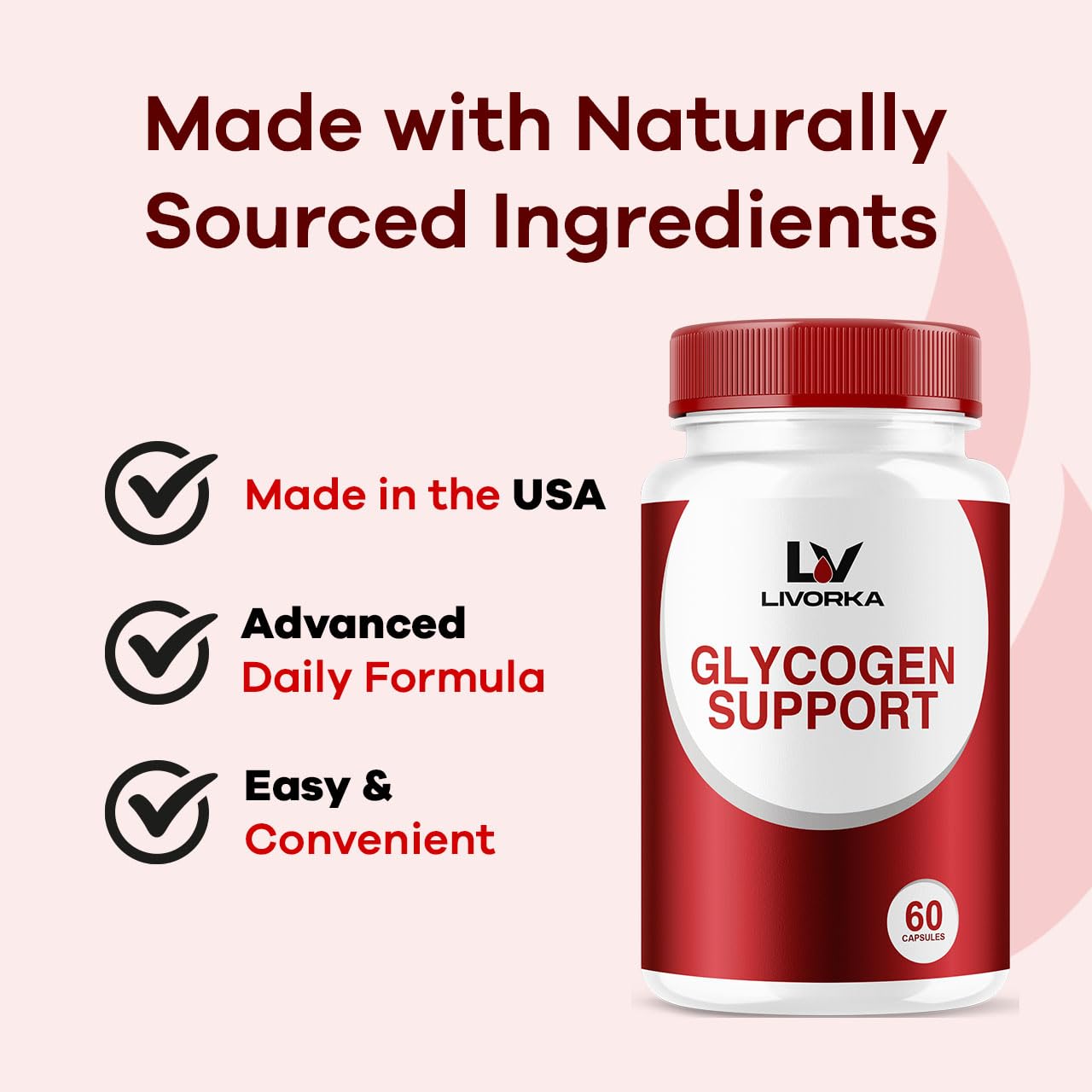 LIVORKA Glycogen Capsules on a wooden table