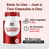 LIVORKA Glycogen Capsules opened bottle with capsules